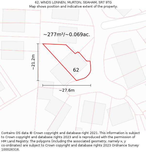 62, WINDS LONNEN, MURTON, SEAHAM, SR7 9TG: Plot and title map