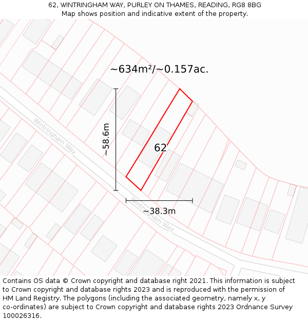 62, WINTRINGHAM WAY, PURLEY ON THAMES, READING, RG8 8BG: Plot and title map