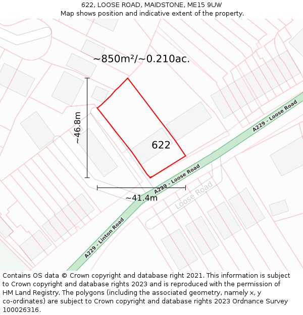 622, LOOSE ROAD, MAIDSTONE, ME15 9UW: Plot and title map