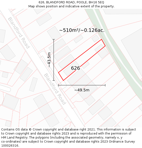 626, BLANDFORD ROAD, POOLE, BH16 5EQ: Plot and title map