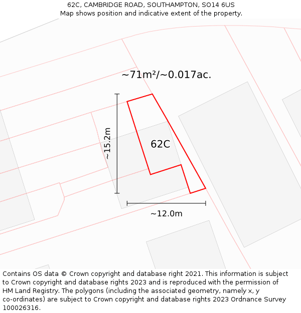 62C, CAMBRIDGE ROAD, SOUTHAMPTON, SO14 6US: Plot and title map