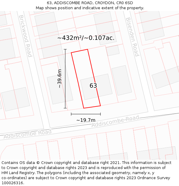 63, ADDISCOMBE ROAD, CROYDON, CR0 6SD: Plot and title map