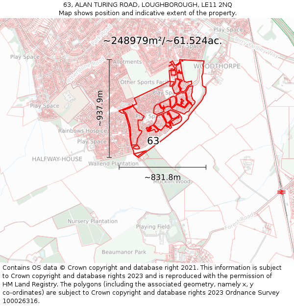 63, ALAN TURING ROAD, LOUGHBOROUGH, LE11 2NQ: Plot and title map