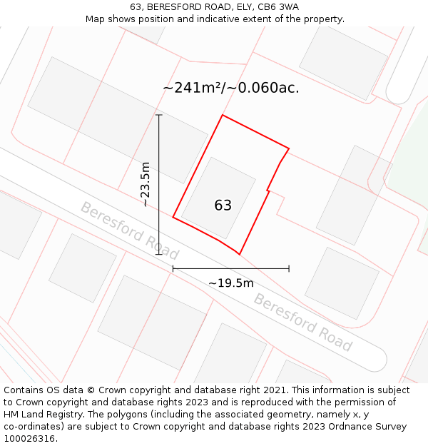 63, BERESFORD ROAD, ELY, CB6 3WA: Plot and title map