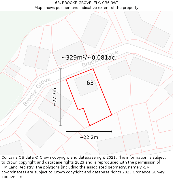 63, BROOKE GROVE, ELY, CB6 3WT: Plot and title map