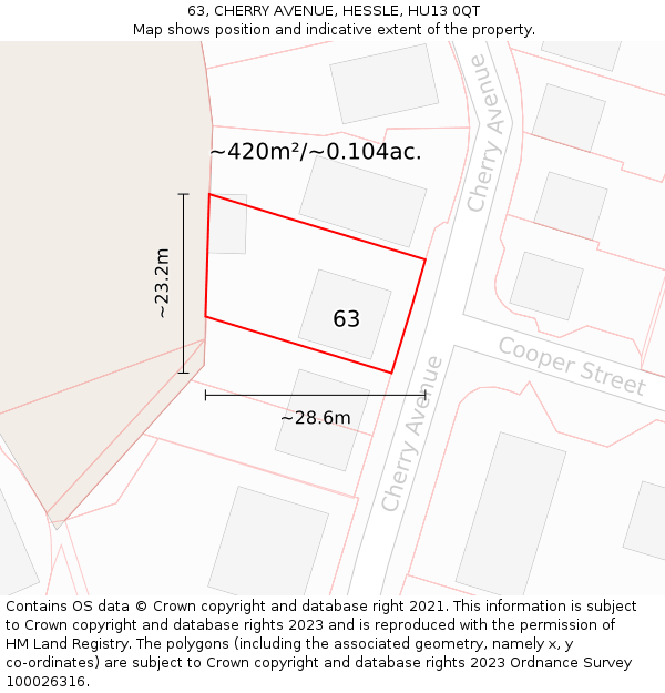 63, CHERRY AVENUE, HESSLE, HU13 0QT: Plot and title map