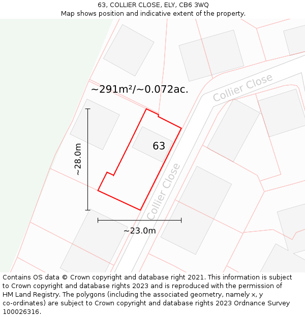 63, COLLIER CLOSE, ELY, CB6 3WQ: Plot and title map