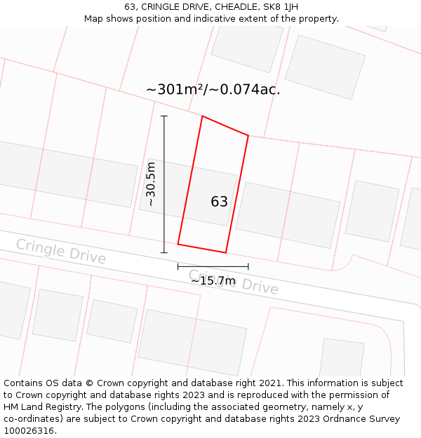 63, CRINGLE DRIVE, CHEADLE, SK8 1JH: Plot and title map