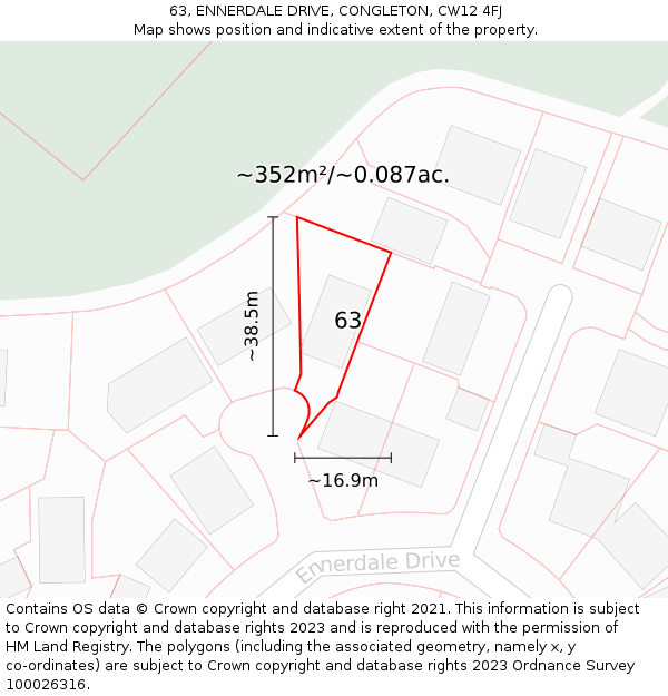 63, ENNERDALE DRIVE, CONGLETON, CW12 4FJ: Plot and title map