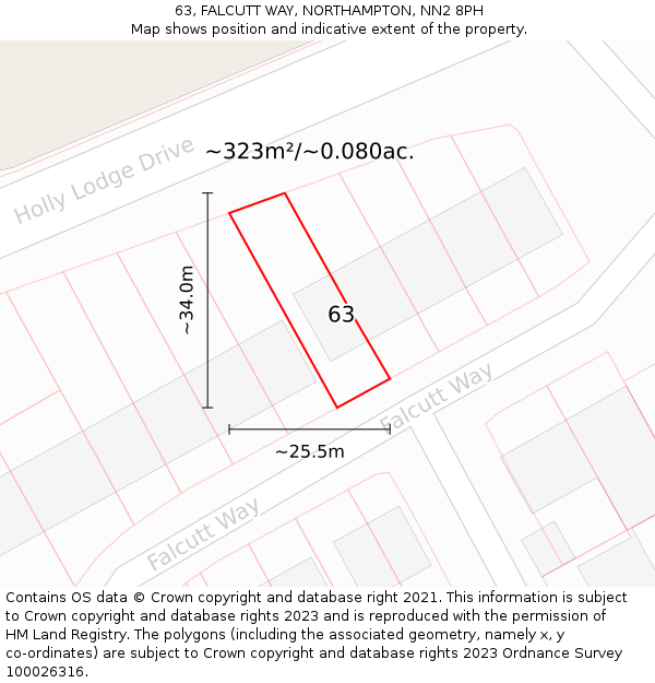 63, FALCUTT WAY, NORTHAMPTON, NN2 8PH: Plot and title map