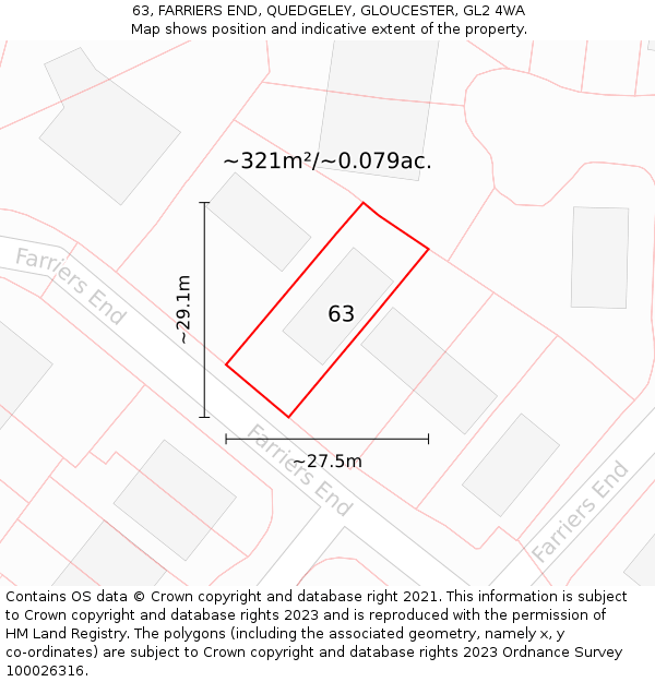 63, FARRIERS END, QUEDGELEY, GLOUCESTER, GL2 4WA: Plot and title map