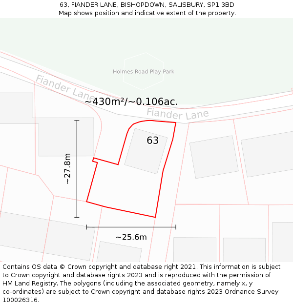 63, FIANDER LANE, BISHOPDOWN, SALISBURY, SP1 3BD: Plot and title map