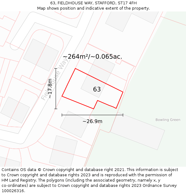 63, FIELDHOUSE WAY, STAFFORD, ST17 4FH: Plot and title map