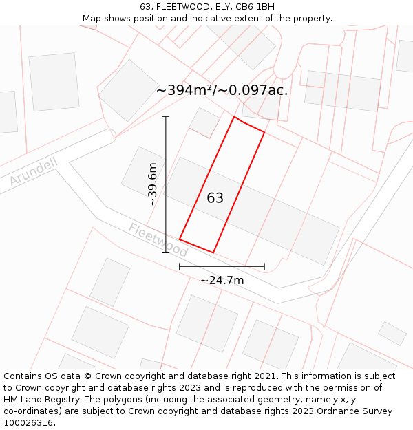 63, FLEETWOOD, ELY, CB6 1BH: Plot and title map