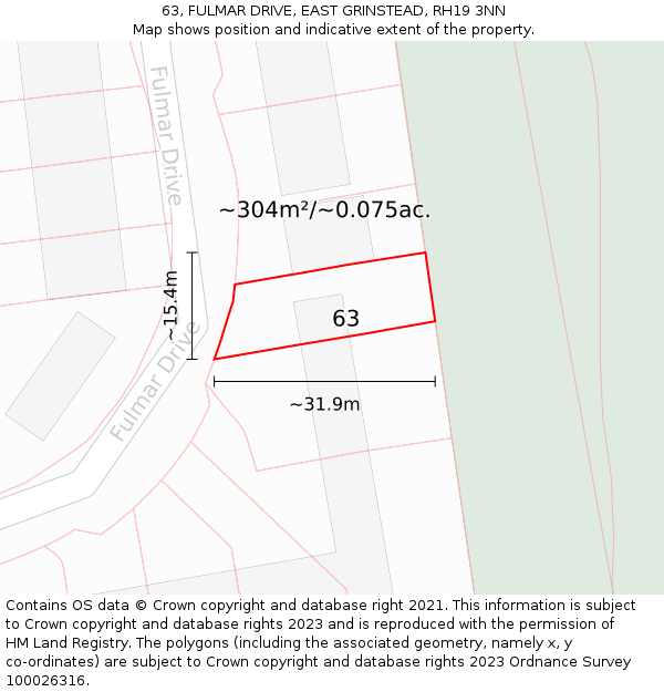 63, FULMAR DRIVE, EAST GRINSTEAD, RH19 3NN: Plot and title map