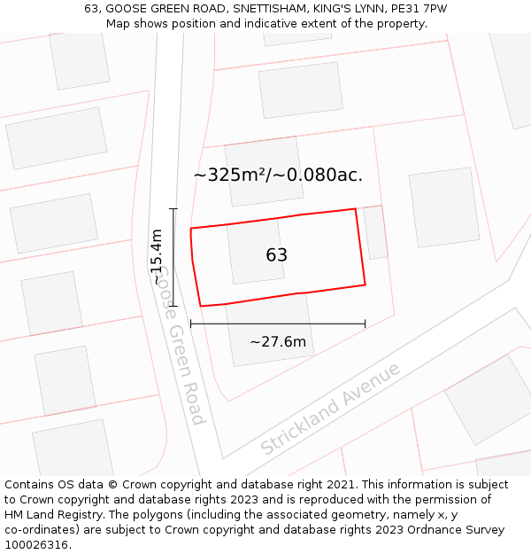 63, GOOSE GREEN ROAD, SNETTISHAM, KING'S LYNN, PE31 7PW: Plot and title map