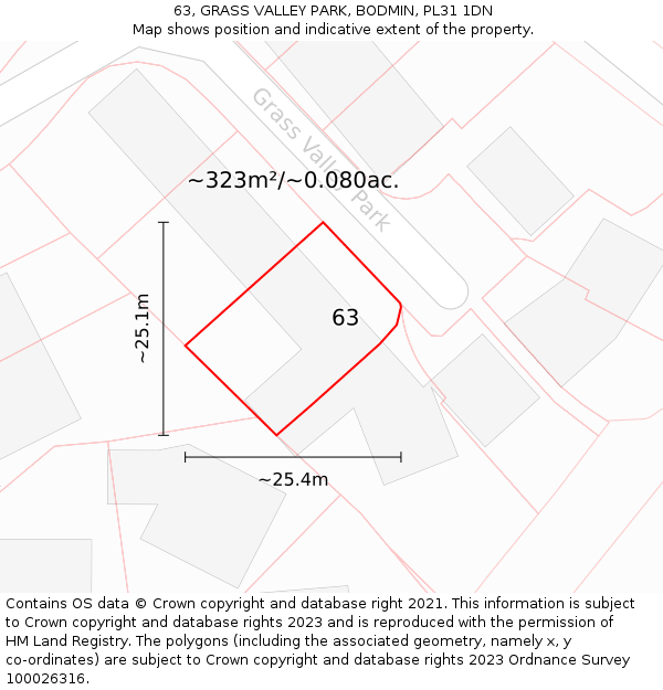 63, GRASS VALLEY PARK, BODMIN, PL31 1DN: Plot and title map
