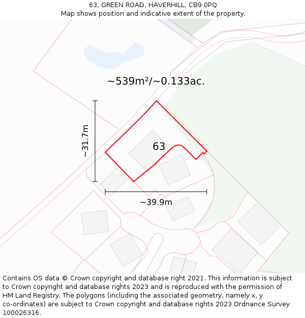 63, GREEN ROAD, HAVERHILL, CB9 0PQ: Plot and title map