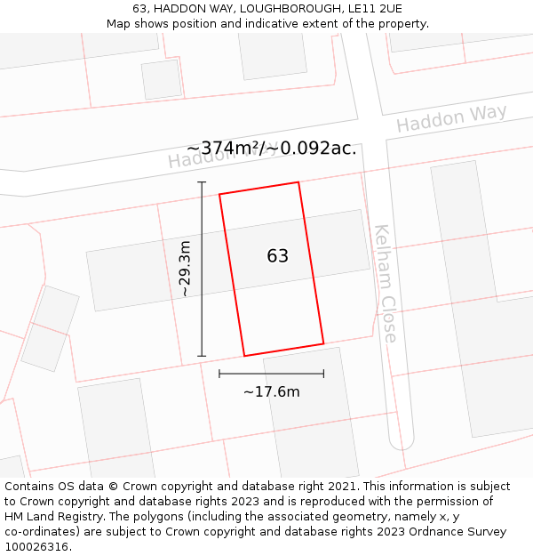 63, HADDON WAY, LOUGHBOROUGH, LE11 2UE: Plot and title map