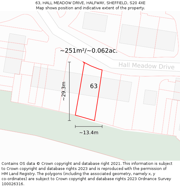 63, HALL MEADOW DRIVE, HALFWAY, SHEFFIELD, S20 4XE: Plot and title map