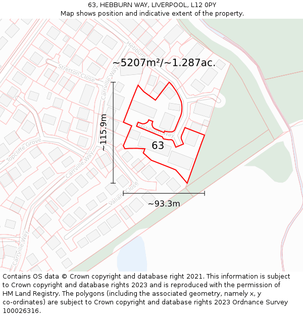 63, HEBBURN WAY, LIVERPOOL, L12 0PY: Plot and title map