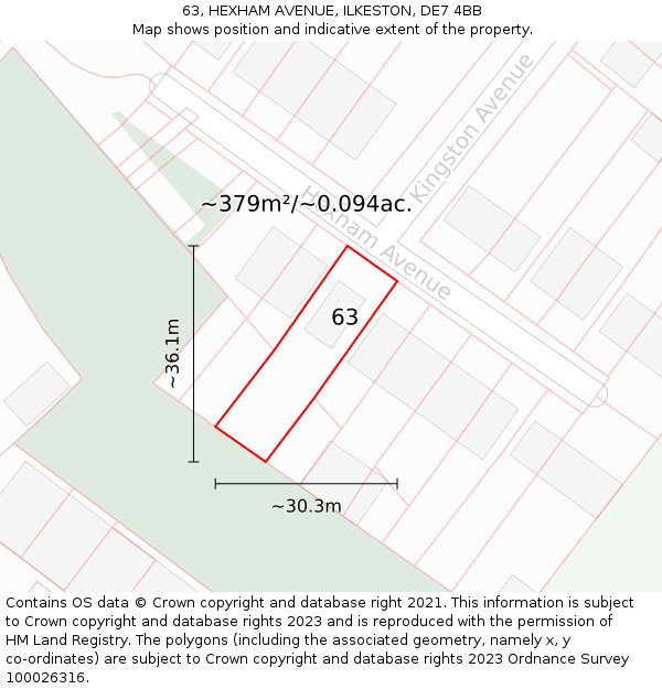 63, HEXHAM AVENUE, ILKESTON, DE7 4BB: Plot and title map