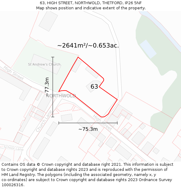 63, HIGH STREET, NORTHWOLD, THETFORD, IP26 5NF: Plot and title map