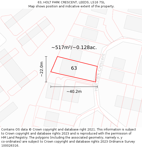 63, HOLT PARK CRESCENT, LEEDS, LS16 7SL: Plot and title map