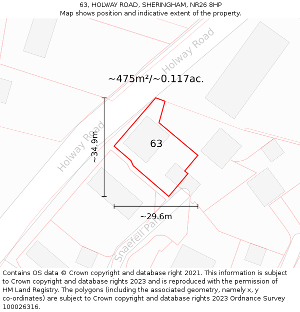 63, HOLWAY ROAD, SHERINGHAM, NR26 8HP: Plot and title map
