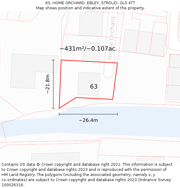 63, HOME ORCHARD, EBLEY, STROUD, GL5 4TT: Plot and title map
