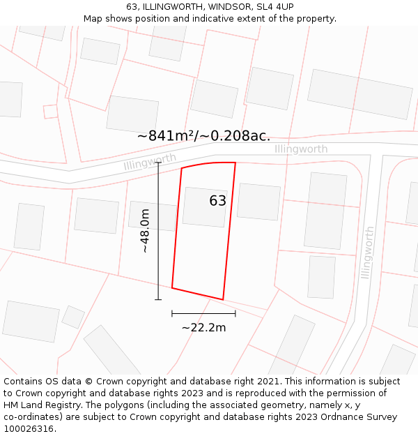 63, ILLINGWORTH, WINDSOR, SL4 4UP: Plot and title map