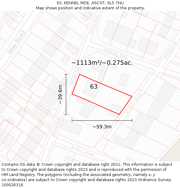 63, KENNEL RIDE, ASCOT, SL5 7NU: Plot and title map
