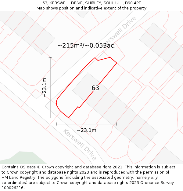 63, KERSWELL DRIVE, SHIRLEY, SOLIHULL, B90 4PE: Plot and title map