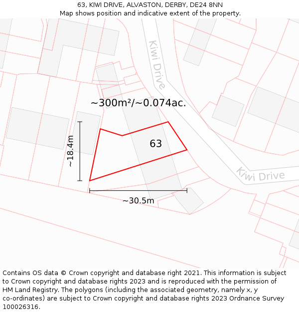 63, KIWI DRIVE, ALVASTON, DERBY, DE24 8NN: Plot and title map
