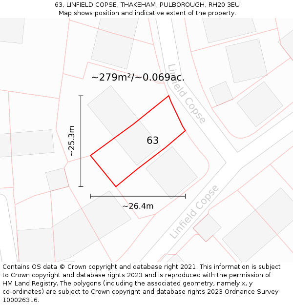 63, LINFIELD COPSE, THAKEHAM, PULBOROUGH, RH20 3EU: Plot and title map