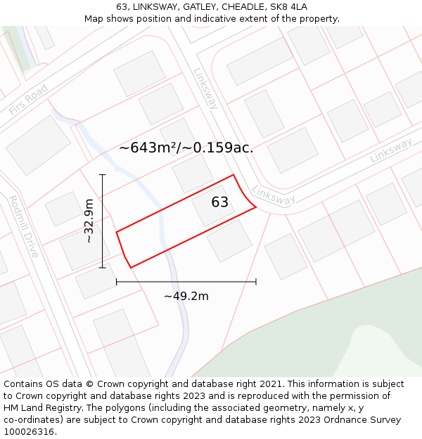 63, LINKSWAY, GATLEY, CHEADLE, SK8 4LA: Plot and title map