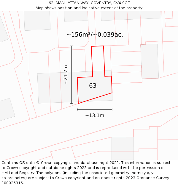 63, MANHATTAN WAY, COVENTRY, CV4 9GE: Plot and title map