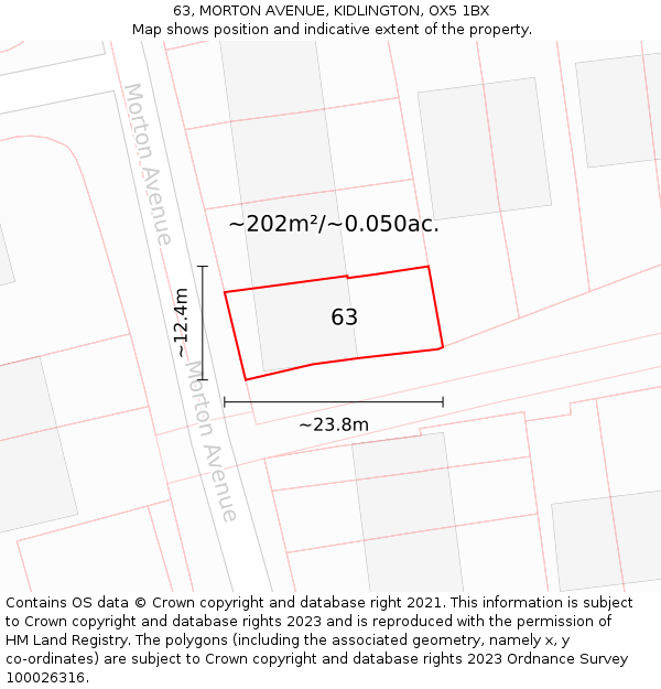 63, MORTON AVENUE, KIDLINGTON, OX5 1BX: Plot and title map