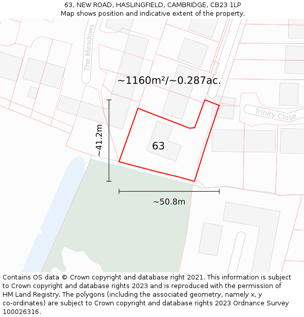 63, NEW ROAD, HASLINGFIELD, CAMBRIDGE, CB23 1LP: Plot and title map