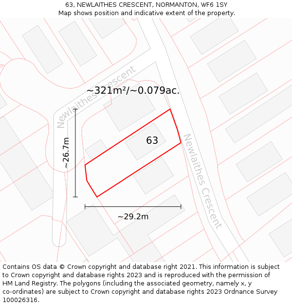 63, NEWLAITHES CRESCENT, NORMANTON, WF6 1SY: Plot and title map