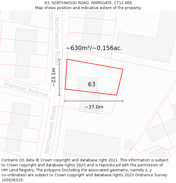 63, NORTHWOOD ROAD, RAMSGATE, CT12 6RS: Plot and title map