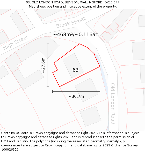 63, OLD LONDON ROAD, BENSON, WALLINGFORD, OX10 6RR: Plot and title map