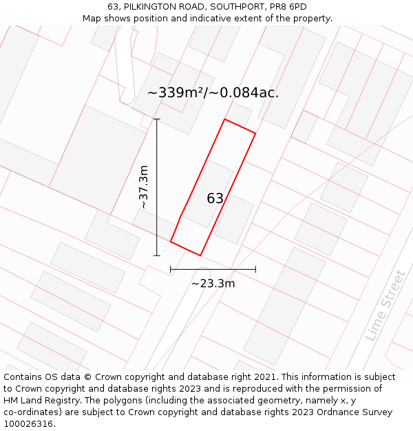 63, PILKINGTON ROAD, SOUTHPORT, PR8 6PD: Plot and title map