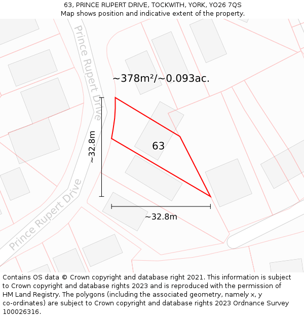 63, PRINCE RUPERT DRIVE, TOCKWITH, YORK, YO26 7QS: Plot and title map