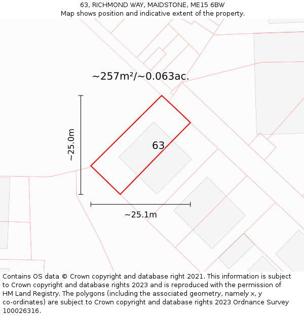 63, RICHMOND WAY, MAIDSTONE, ME15 6BW: Plot and title map