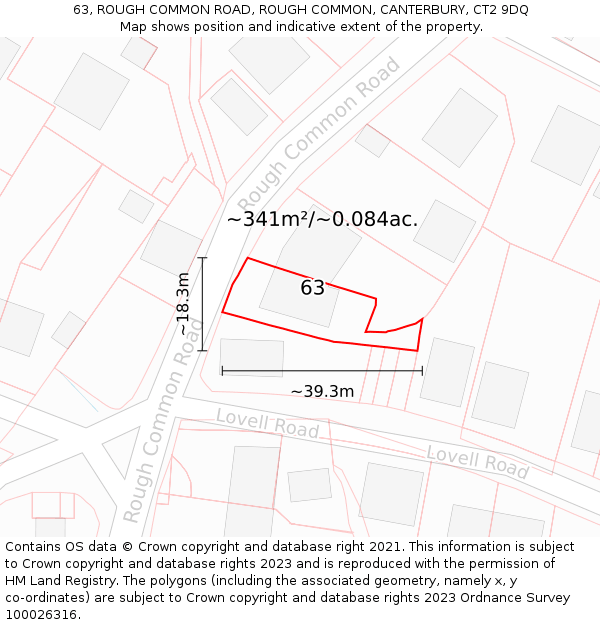 63, ROUGH COMMON ROAD, ROUGH COMMON, CANTERBURY, CT2 9DQ: Plot and title map