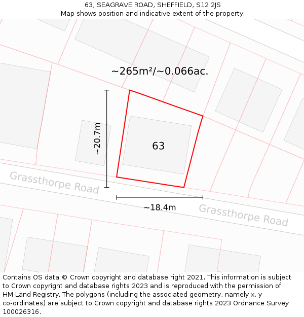 63, SEAGRAVE ROAD, SHEFFIELD, S12 2JS: Plot and title map