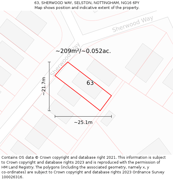63, SHERWOOD WAY, SELSTON, NOTTINGHAM, NG16 6PY: Plot and title map