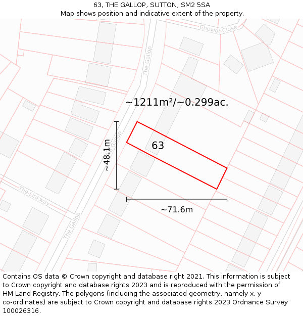 63, THE GALLOP, SUTTON, SM2 5SA: Plot and title map