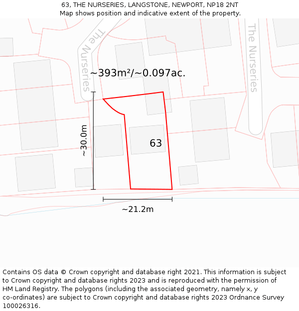 63, THE NURSERIES, LANGSTONE, NEWPORT, NP18 2NT: Plot and title map